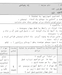 طرح درس انشا پنجم با فرمت ورد قابل ویرایش