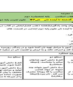 طرح درس از گذشته تا آینده نان علوم دوم ابتدایی درس چهاردهم