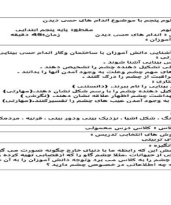 طرح درس اندام های حسی دیدن علوم پنجم ابتدایی