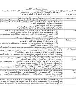 طرح درس جمع دو عدد دو رقمی ریاضی دوم ابتدایی