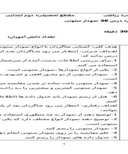 طرح درس روزانه ریاضی دوم دبستان درس نمودار ستونی