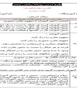 طرح درس ریاضی پنجم ابتدایی درس تقارن محوری