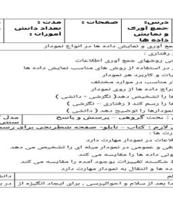 طرح درس جمع آوری و نمایش داده ها ریاضی پنجم ابتدایی