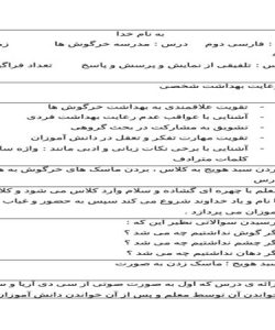 طرح درس روزانه مدرسه خرگوش ها فارسی دوم ابتدایی درس چهارم