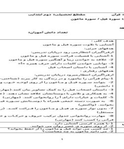 طرح درس سوره فیل و سوره ماعون قرآن دوم ابتدایی درس دهم