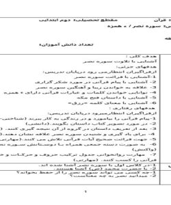 طرح درس سوره نصر قرآن دوم ابتدایی درس هفتم