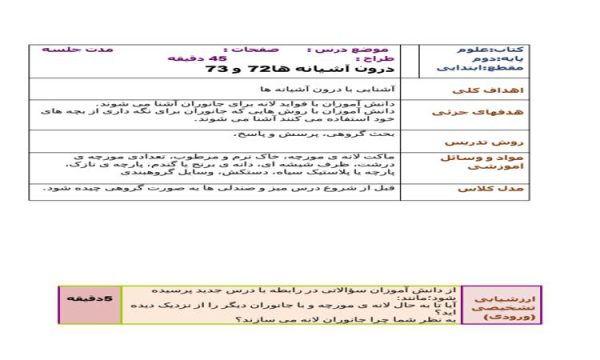 طرح درس قلمه زدن علوم دوم ابتدایی درس نهم