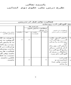 طرح درس ملی علوم دوم ابتدایی درس آب رودخانه