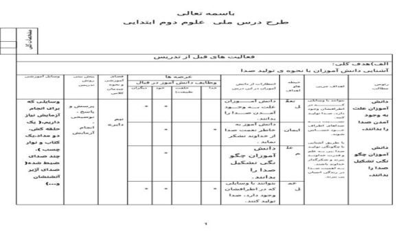 طرح درس ملی علوم دوم ابتدایی درس پیام رمز را پیدا کن