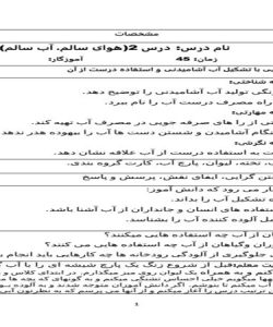 طرح درس هوای سالم آب سالم علوم دوم ابتدایی درس دوم