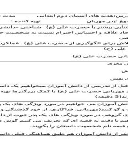 طرح درس پدر مهربان هدیه آسمانی دوم ابتدایی درس دوازدهم