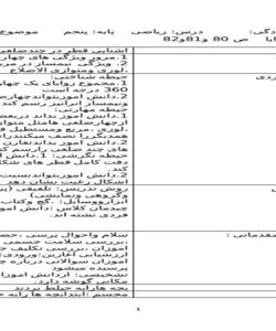 طرح درس چند ضلعی ها و مجموع زوایا صفحه 80 تا 82 ریاضی پنجم ابتدایی