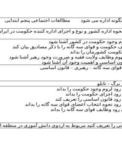 طرح درس کشور ما چگونه اداره می شود مطالعات اجتماعی پنجم ابتدایی