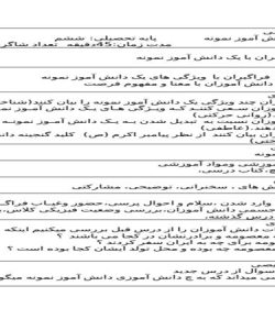 طرح درس دانش آموز نمونه هدیه های آسمان ششم ابتدایی