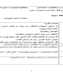 طرح درس روزانه خانه ام را دوست دارم مطالعات اجتماعی سوم ابتدایی درس چهاردهم