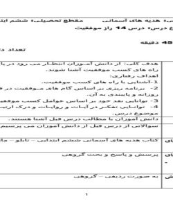 طرح درس روزانه هدیه های آسمانی ششم ابتدایی درس راز موفقیت