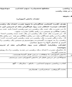 طرح درس ریاضی سوم ابتدایی درس حل مسئله حذف حالت های نامطلوب