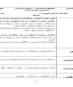 طرح درس ریاضی سوم ابتدایی درس شمارش چند تا چند تا