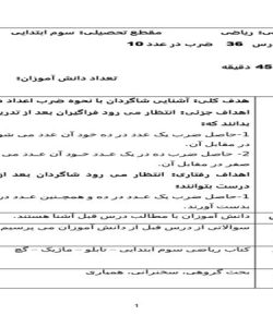 طرح درس ریاضی سوم ابتدایی درس ضرب در عدد 10