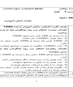 طرح درس ریاضی سوم ابتدایی درس هزار