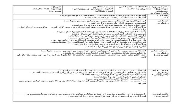 طرح درس سفری به تخت جمشید مطالعات اجتماعی چهارم ابتدایی