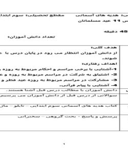 طرح درس عید مسلمانان هدیه های آسمانی سوم ابتدایی درس یازدهم