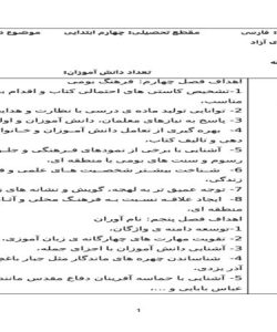 طرح درس فرهنگ بومی فارسی چهارم ابتدایی درس ازاد