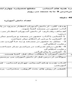 طرح درس ما به مسجد می رویم هدیه آسمانی پایه چهارم ابتدایی