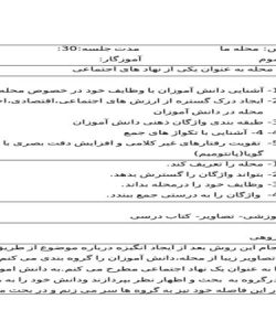 طرح درس محله ما فارسی سوم ابتدایی درس اول