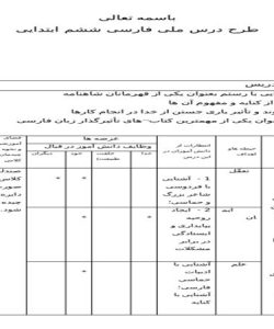 طرح درس ملی فارسی ششم ابتدایی درس هفت خان رستم