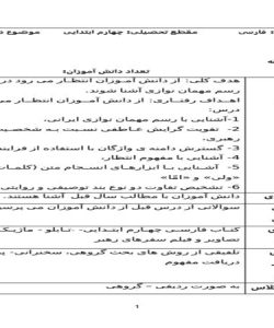 طرح درس مهمان شهر ما فارسی چهارم ابتدایی