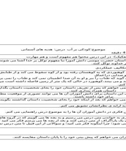 طرح درس و طراحی اموزشی کودکی بر آب هدیه آسمانی پایه چهارم ابتدایی