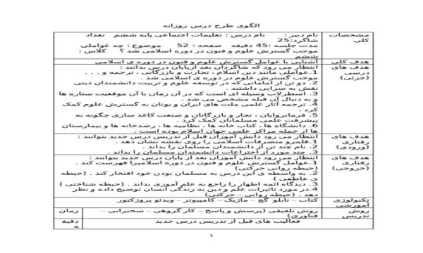 طرح درس چه عواملی موجب گسترش علوم و فنون در دوره اسلامی شد مطالعات اجتماعی ششم ابتدایی