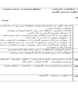 طرح درس چگونه تصمیم بگیریم مطالعات اجتماعی ششم ابتدایی درس چهارم