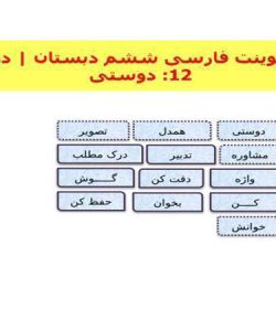 پاورپوینت فارسی ششم دبستان درس 12 دوستی